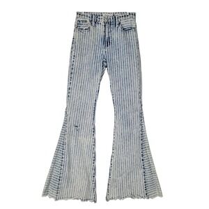 KanCan Signature Ultra High Rise Super Flare Jeans Blue Stripe Size 26 VBK1899L